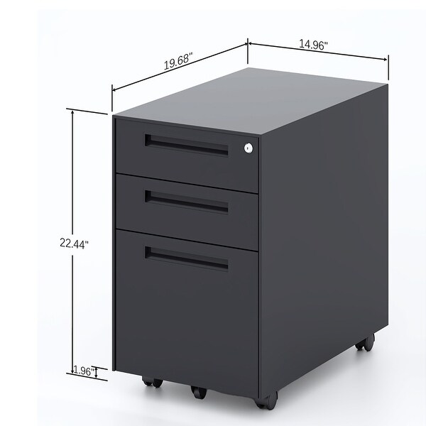 3 Drawer Metal Mobile Vertical Locking File Cabinet with Lock