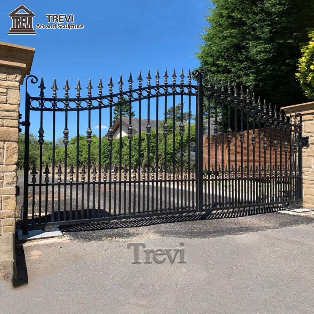 Black Hand Forged Garden Entry Arch Wrought Iron Driveway Main Gate