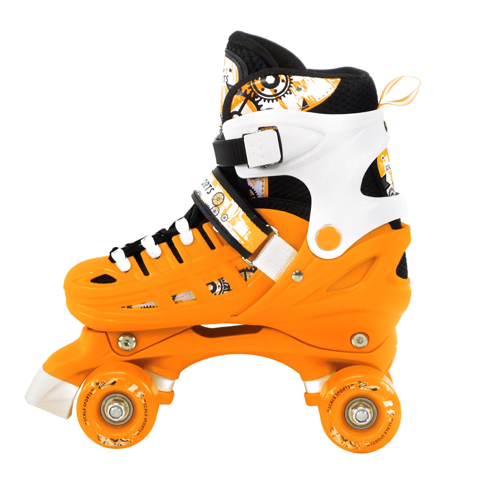 Adjustable Orange Quad Roller Skates For Kids Medium Sizes