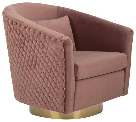 Baylee Quilted Swivel Tub Chair  Dusty Rose   Contemporary   Armchairs And Accent Chairs   by Rustic Home Furniture Deco  Houzz