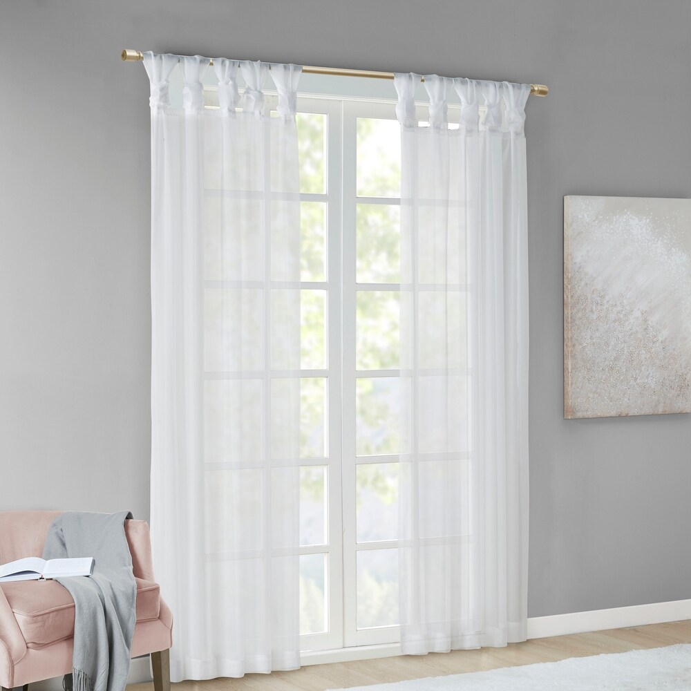 Madison Park Elowen Twisted Tab Voile Sheer Window Curtain Pair