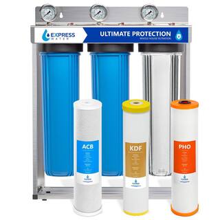 Express Water Heavy Metal Anti-Scale 3 Stage Whole House Water Filtration System - Ultimate Protection Polyphosphate KDF Carbon WH300SCKP