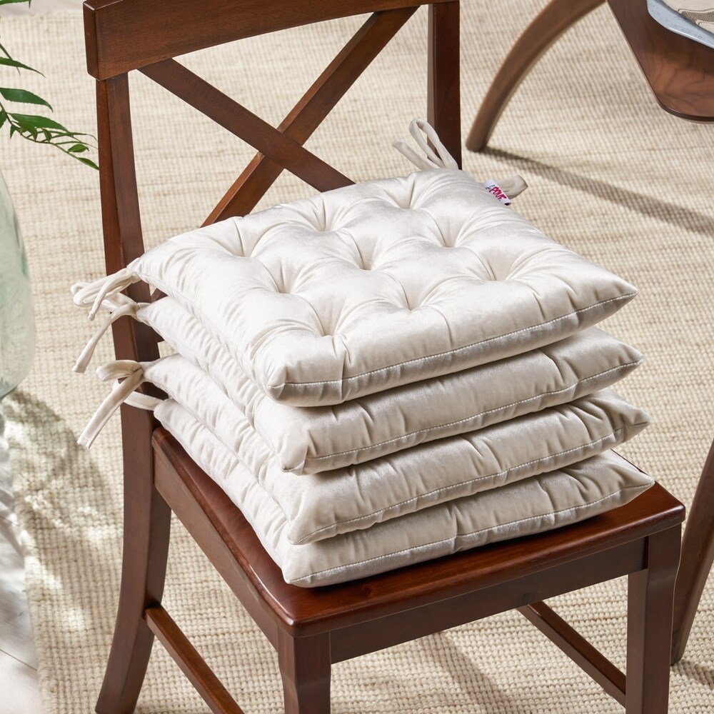 Foxhall Tufted Velvet Dining Chair Cushions (Set of 4) by Christopher Knight Home