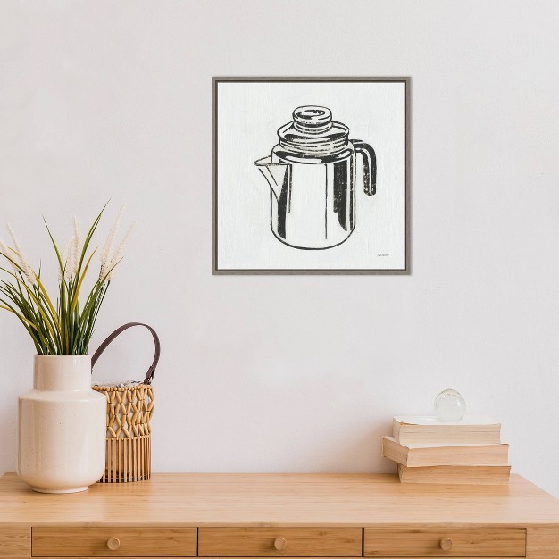 X 16 quot Retro Coffee Pot Kitchen By Kathrine Lovell Framed Wall Canvas Amanti Art