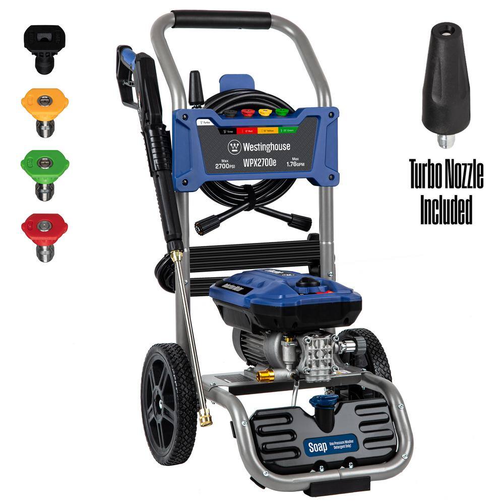 Westinghouse WPX2700e PSI 1.76 GPM 13 Amp Cold Water Electric Pressure Washer with Turbo Nozzle and Quick Connect Tips WPX2700e