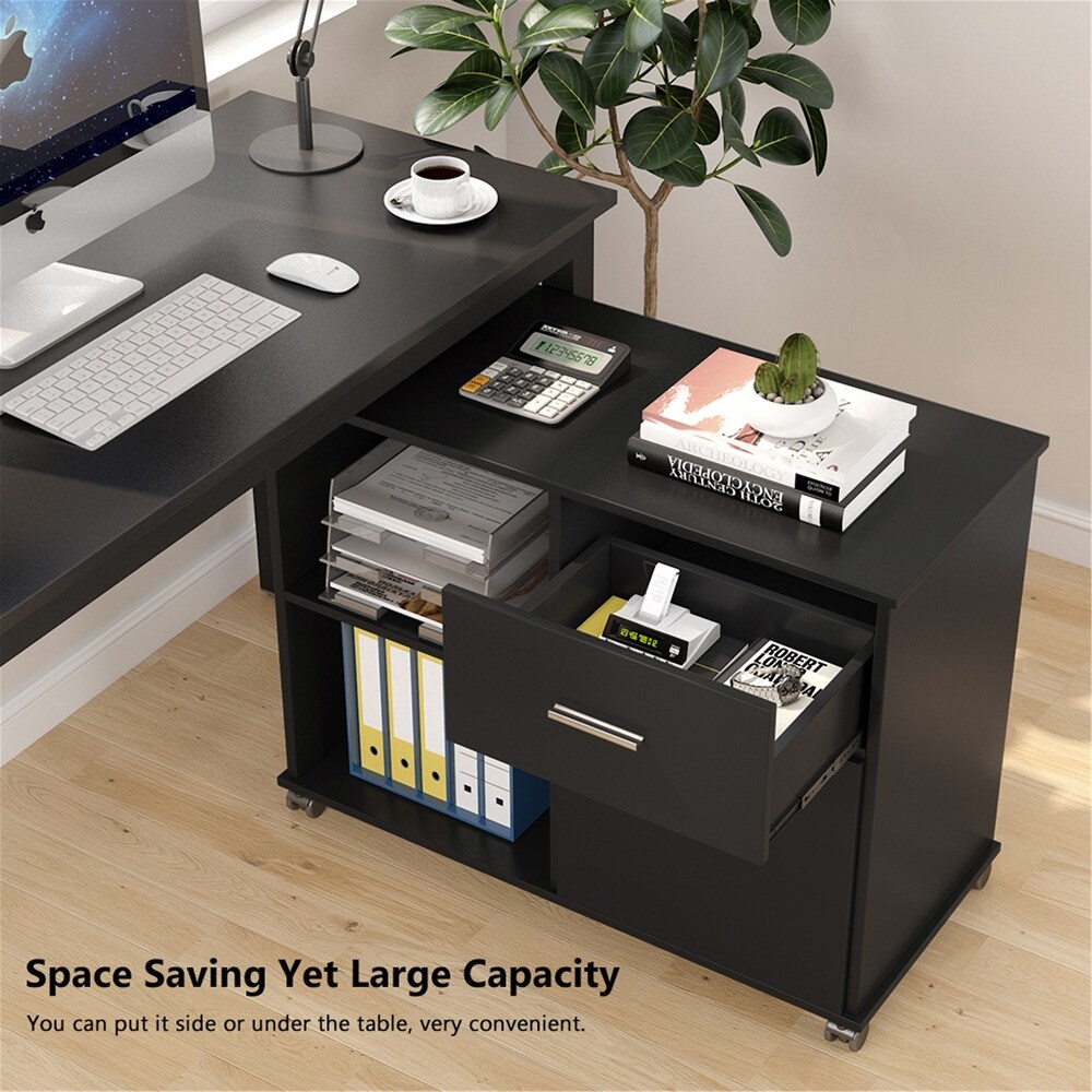 Mobile File Cabinet with Drawer and Lock  Letter Size