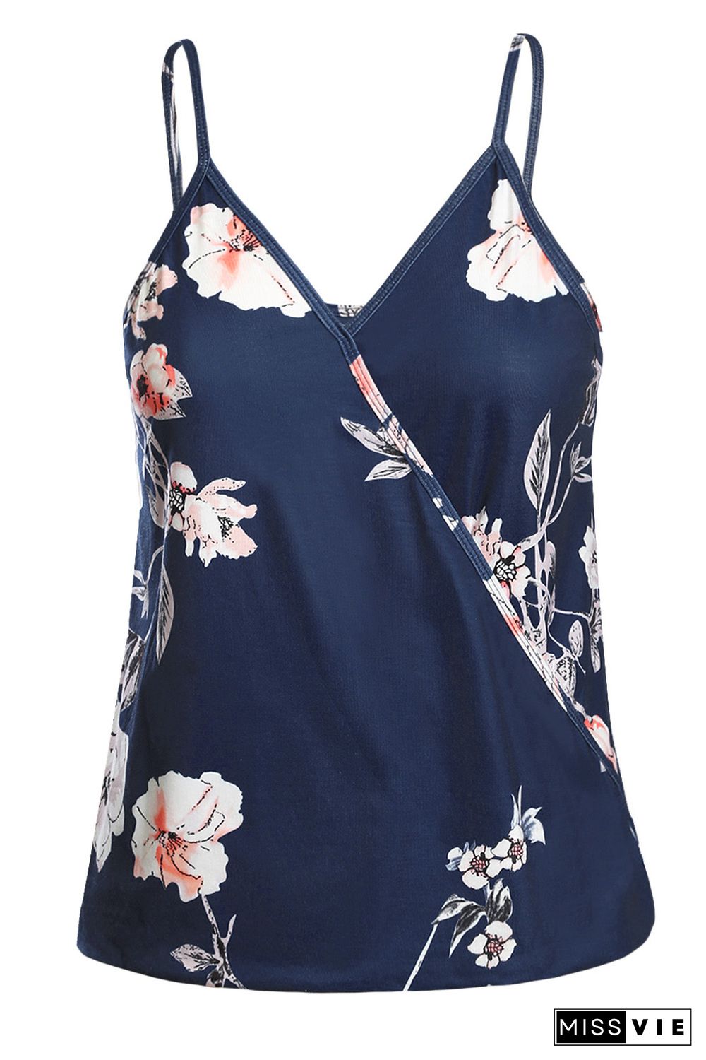 Blue Floral Print Tank Top