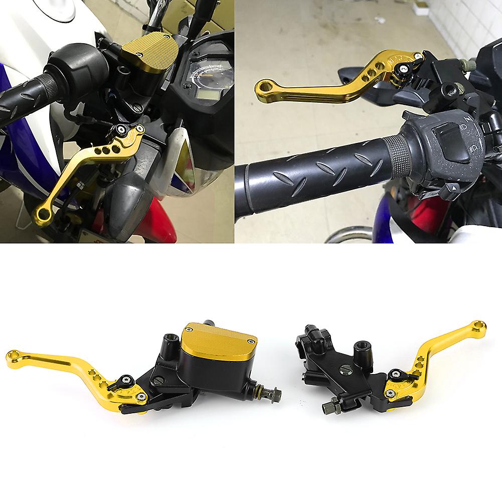 Cnc Universal Motorcycle Hydraulic Brake Clutch Master Cylinder Reservoir Lever Kits Fit For Kawasaki19mm Piston Gold