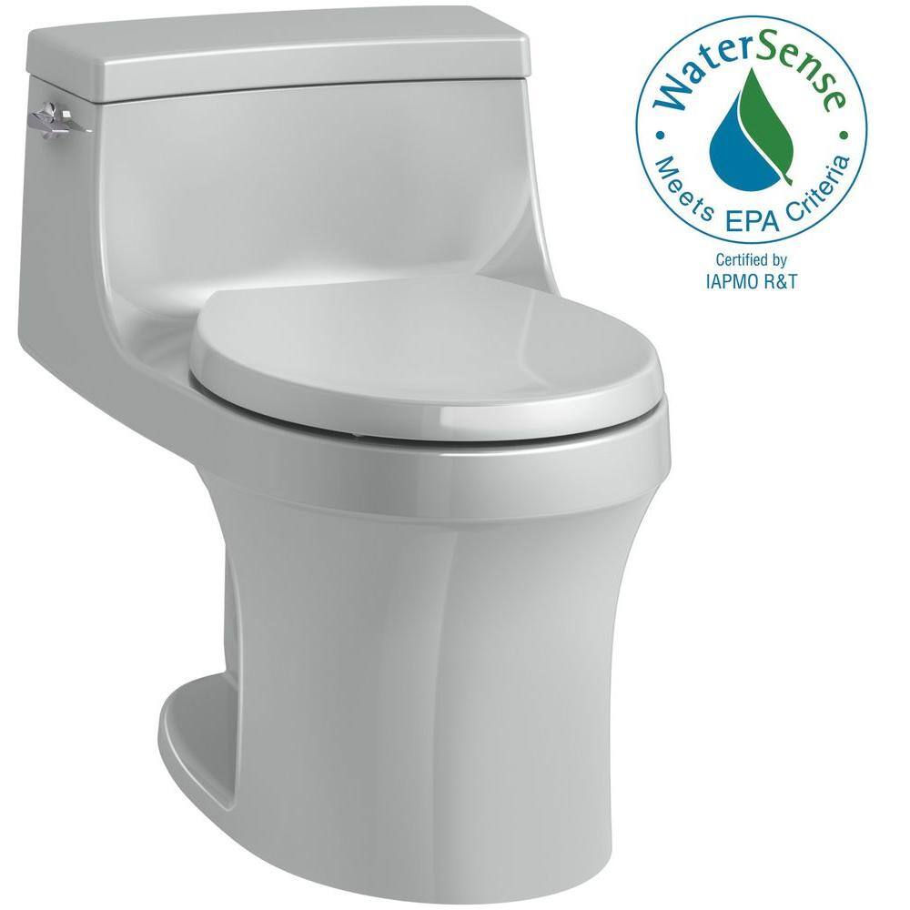 KOHLER San Souci 1-piece 1.28 GPF Single Flush Round Toilet in Ice Grey K-4007-95