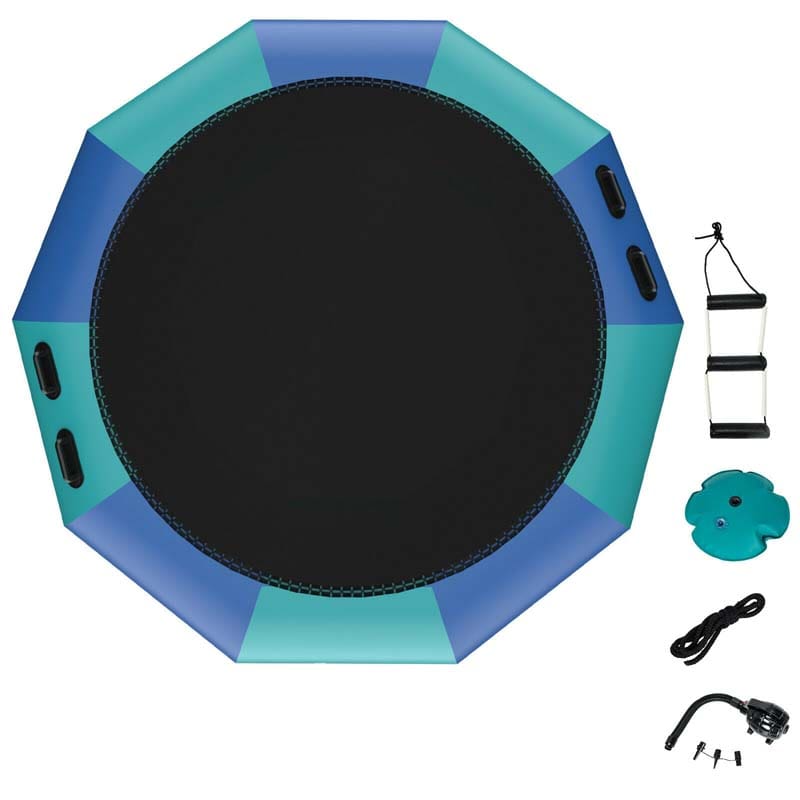 12 FT Inflatable Water Bouncer Trampoline Portable Bounce Swim Platform for Lakes Pools Calm Sea