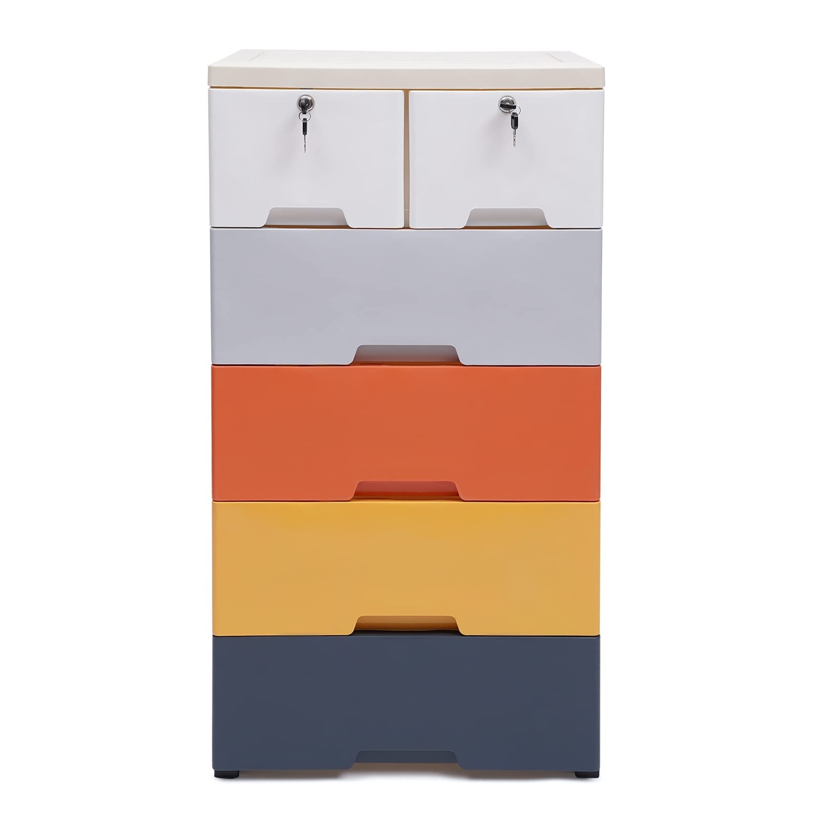 Plastic Drawers Dresser 5 Layer 6 Drawer Storage Cabinet Rounded Corners Tall Dresser Organizer - as picture - - 37668333