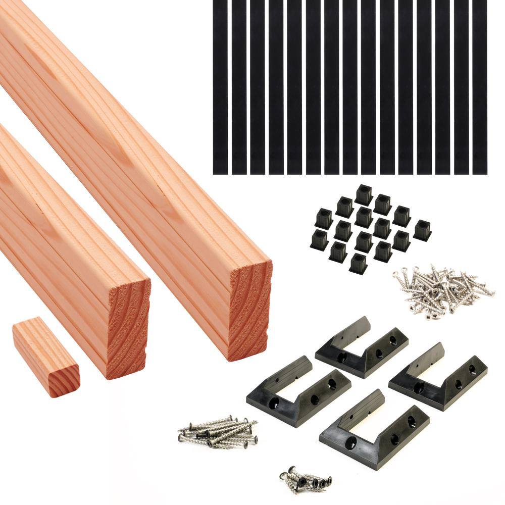 ProWood 6 ft. Cedar-Tone Southern Yellow Pine Rail Kit with Aluminum Square Balusters 448156