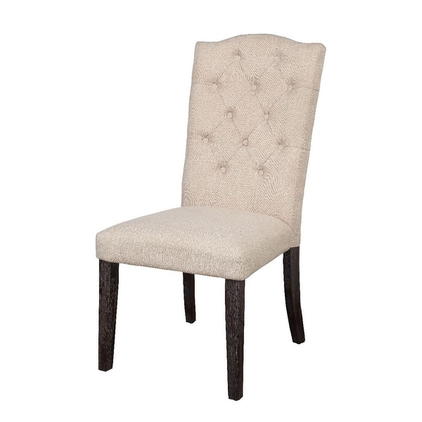 Gerardo Side Chair (Set-2) in Beige Linen and Weathered Espresso