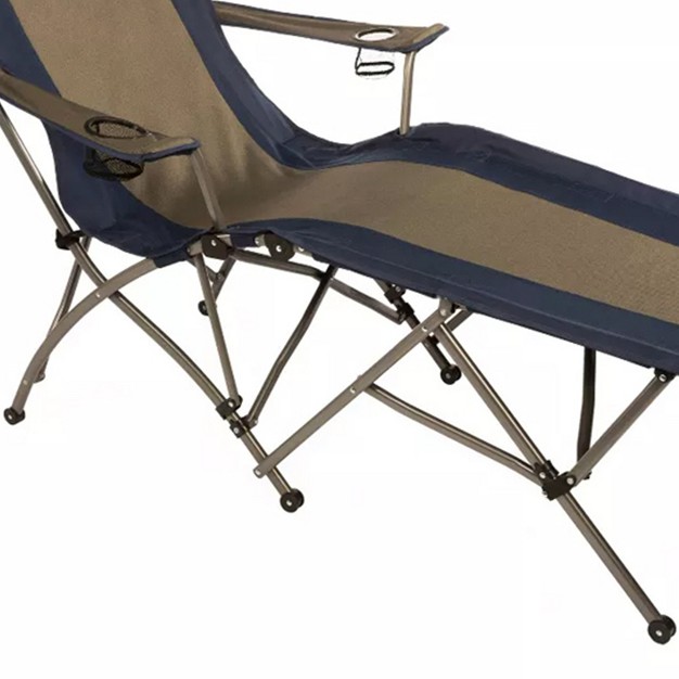 Kamp rite Portable Folding Outdoor Soft Arm Lounger Patio Lawn Beach Tanning Chair For Camping Gear Tailgating amp Sports 300lb Capacity Navy tan