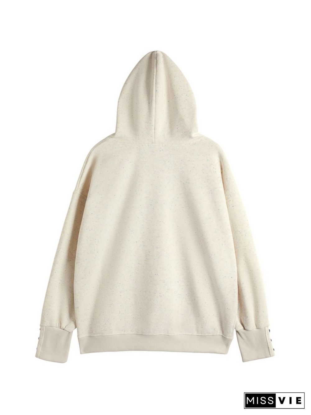 Interesting Flocking Embroidery Drawstring Oversized Hoodie