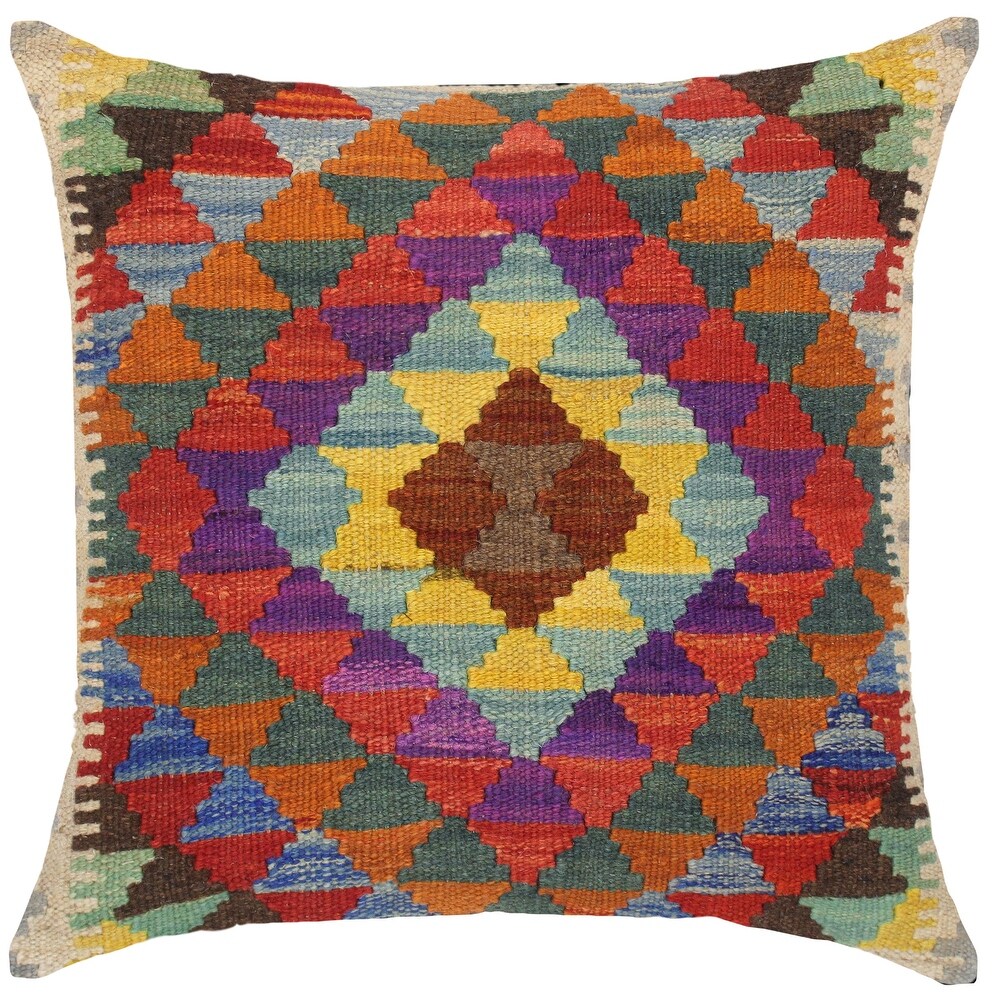 Shabby Chic Violette Hand Woven Turkish Kilim Throw Pillow