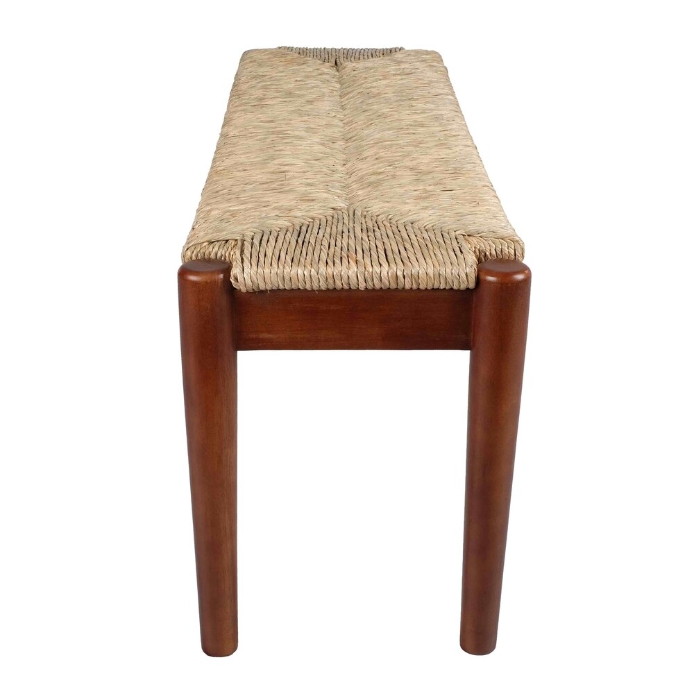 Large Seagrass Wood Bench   Natural Finish