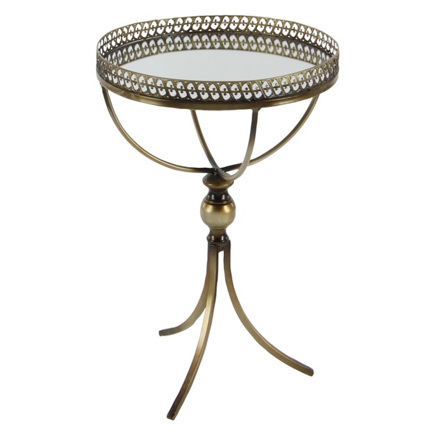 Metal And Glass Round Pedestal Table Gold Olivia amp May