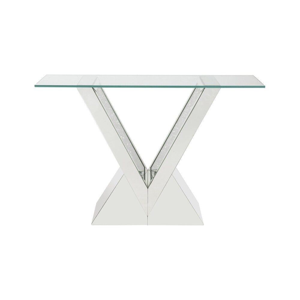 ACME Noralie Rectangular Console Table in Clear and Mirrored