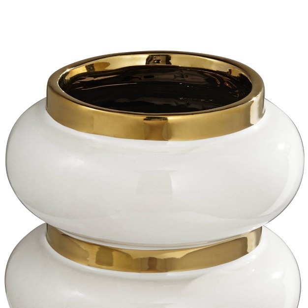 High White And Shiny Gold Ceramic Vase