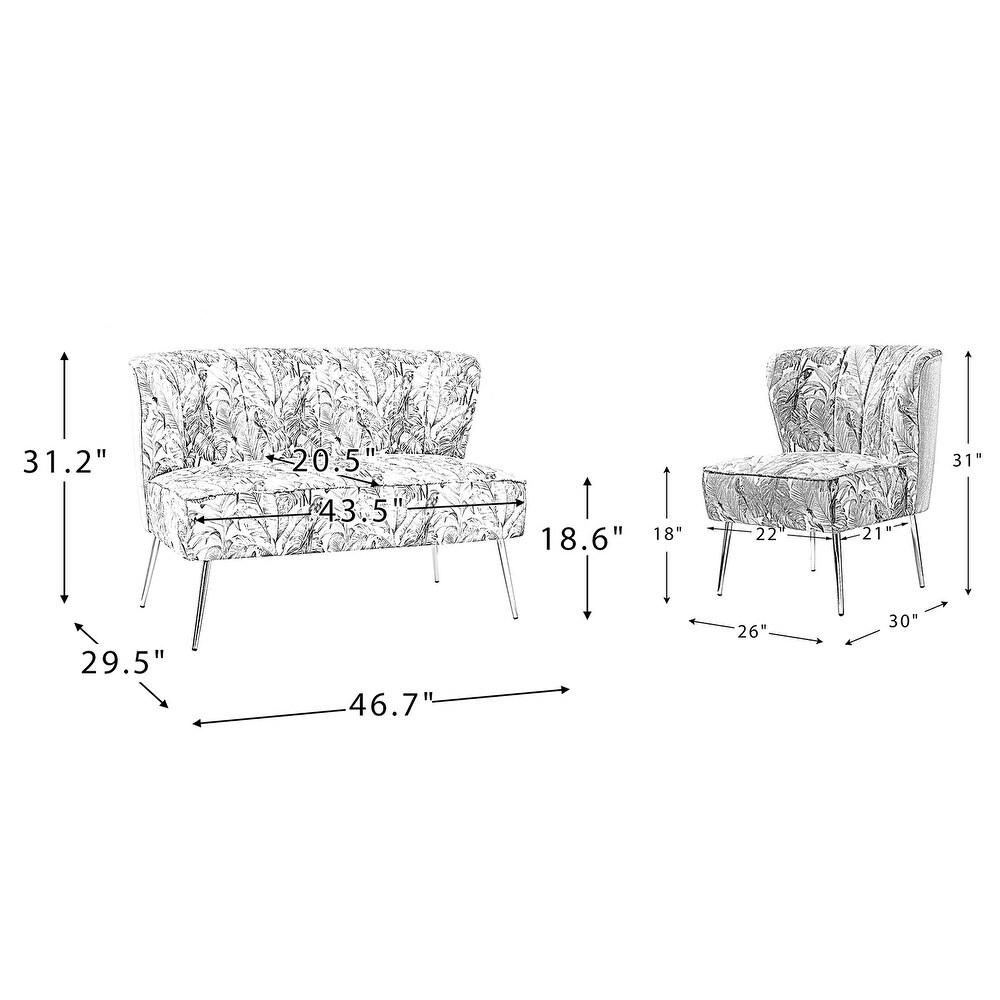 3 Piece Living Room Set with Channel Tufted Back by HULALA HOME