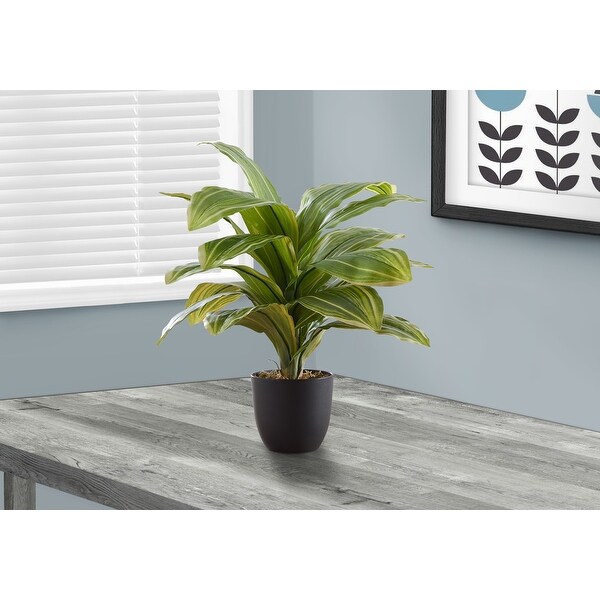 Artificial Plant，17 Tall，Dracaena，Indoor，Faux，Fake，Table，Greenery，Potted，Real Touch，Decorative，Green Leaves