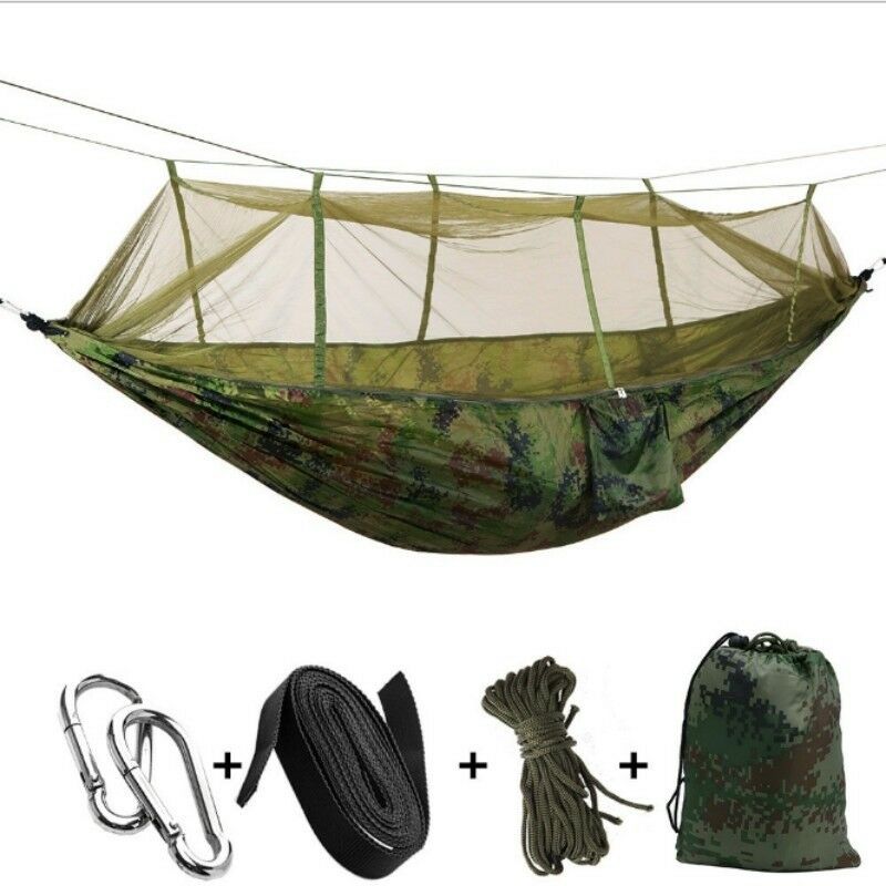 "Kepeak Single & Double Camping Hammock with Mosquito/Bug Net, Hammock Tree Straps and Carabiners, Easy Assembly, Portable Parachute Nylon Hammock for Camping, Backpacking, Survival, Travel & More"