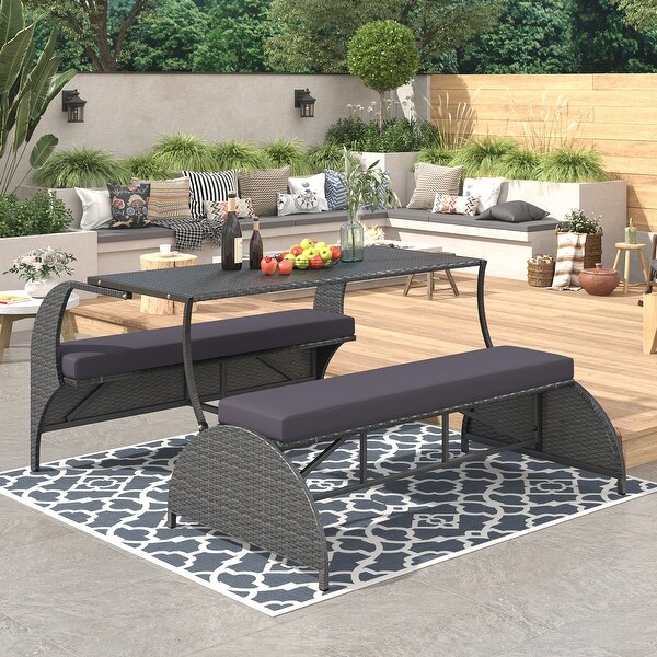 Roomfitters Versatile Outdoor Loveseat Converts to Four Seats and a Table，Durable Design，Ideal for Gardens，Lawns，Patio