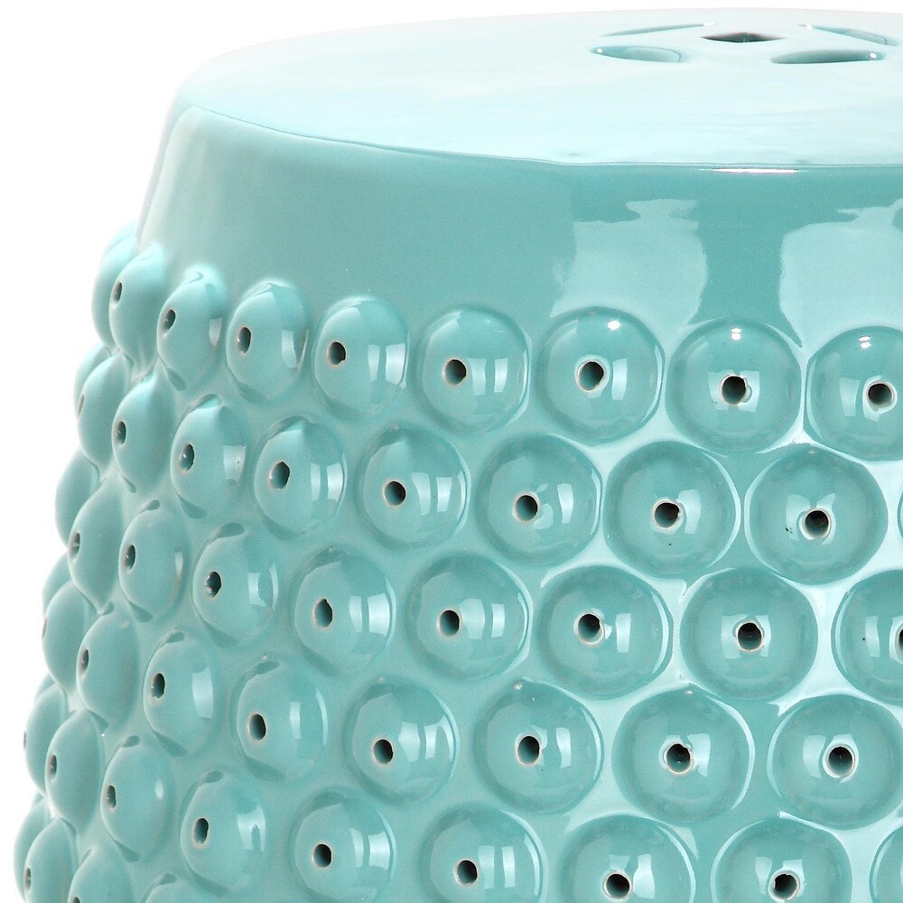 SAFAVIEH Stella Aqua Nailhead Ceramic Decorative Garden Stool