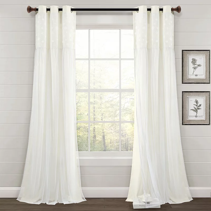 Lush Decor Dylin Flower Embroidery Window Curtain Panel