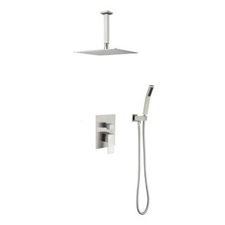 Lukvuzo High Pressure 12 in. Shower Head Brass Wall Bar Shower Kit with Hand Shower in Brushed Nickel HDSA11FS021