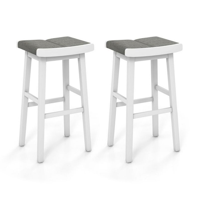 Hivago 2 Pieces 26/31.5 Inch Upholstered Saddle Barstools with Padded Cushions