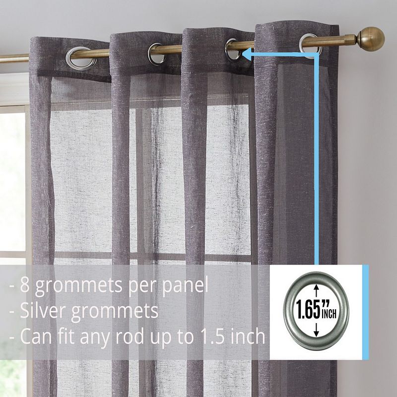 Thd Natalie Faux Linen Semi Sheer Light Filtering Window Grommet Curtains Drapery Panels， Set Of 2