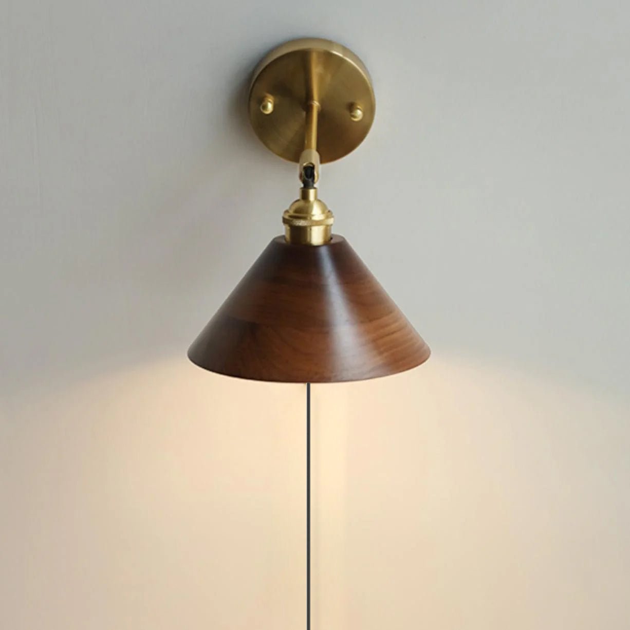 Vintage Wood Plug-in Wall Lamp