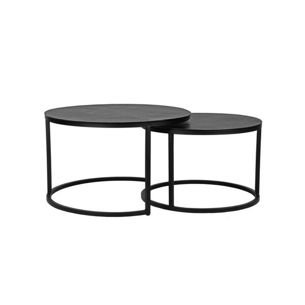 Label51 Grand Black Metal Industrial Nesting Coffee Tables Set of 2