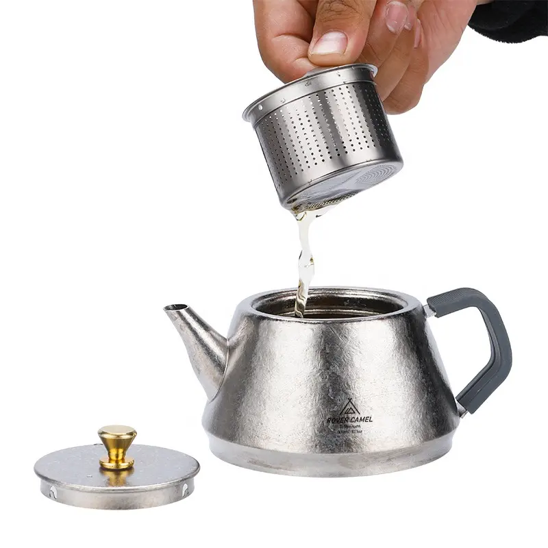 Travel Outdoor Accessories Teapot drinkware Titanium Teacup Set with Tea Caddy   Cups   Carry Bag Double Layer Tea Maker