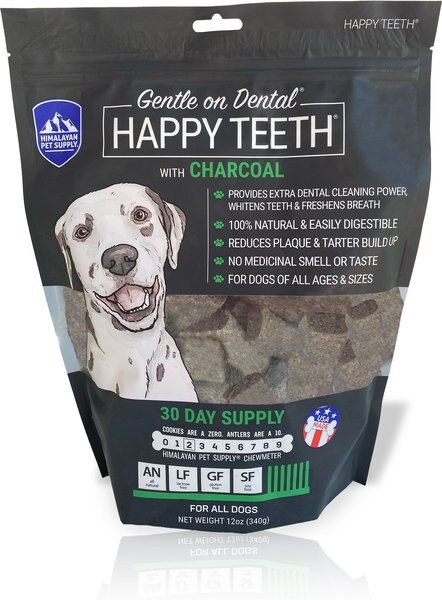 Himalayan Pet Supply Dental Charcoal Dog Treats， 30 count