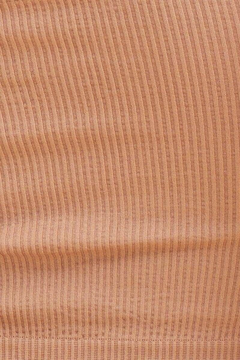 Beige Seamless Bandeau Crop Rib