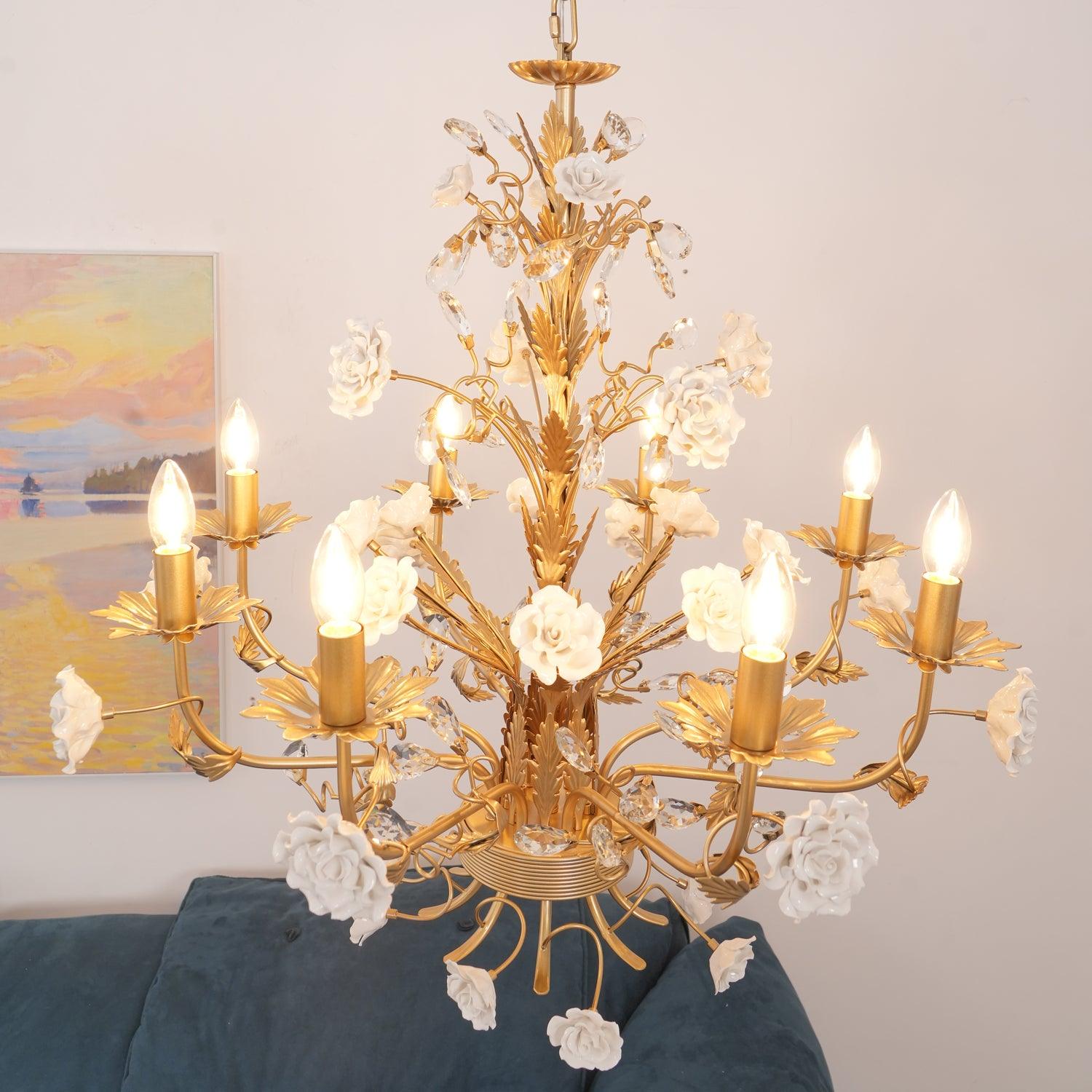 White Rose Crystal Chandelier