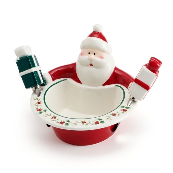 Pfaltzgraff Winterberry 6IN Santa Dip Bowl with Spreaders