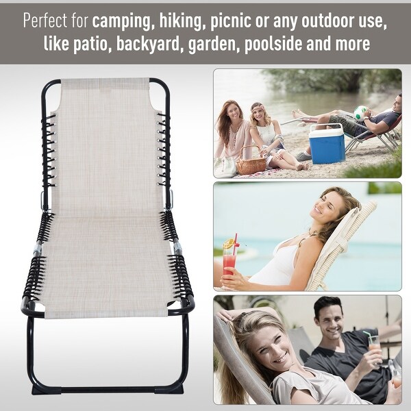 Outsunny Folding Chaise Lounge Chair Portable Lightweight Reclining Garden Sun Lounger with 4Position Adjustable Backrest