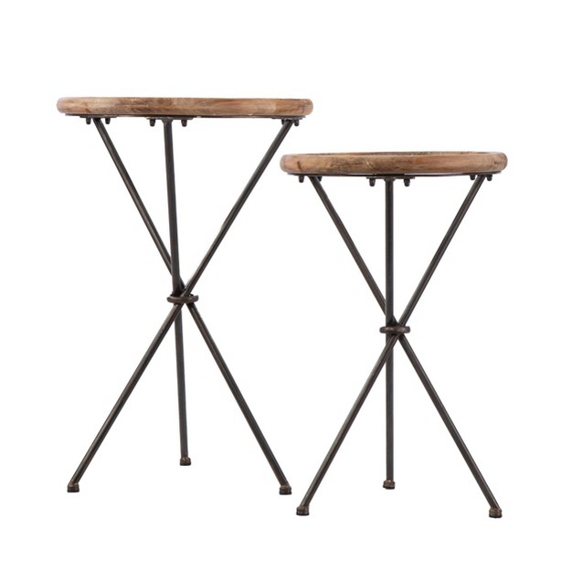 Set Of 2 Rder Glass Top Accent Tables Natural black Aiden Lane