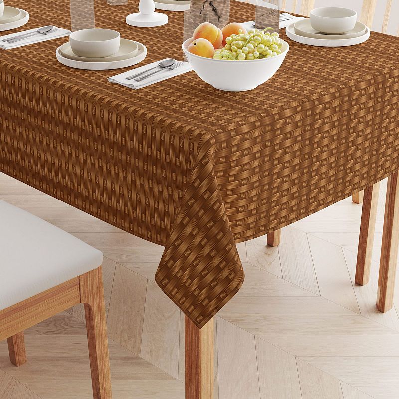 Square Tablecloth， 100% Polyester， 54x54， Copper Style Wicker