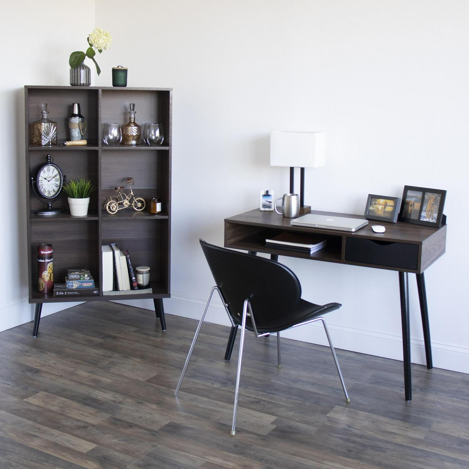 Humble Crew Writing Desk with Drawer Storage Dark Wood