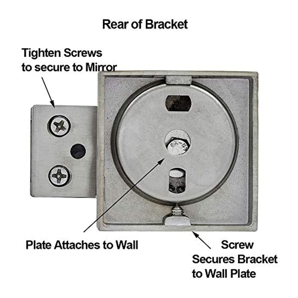 Square Brushed Silver Pivot Mirror Hardware Tilting Anchors