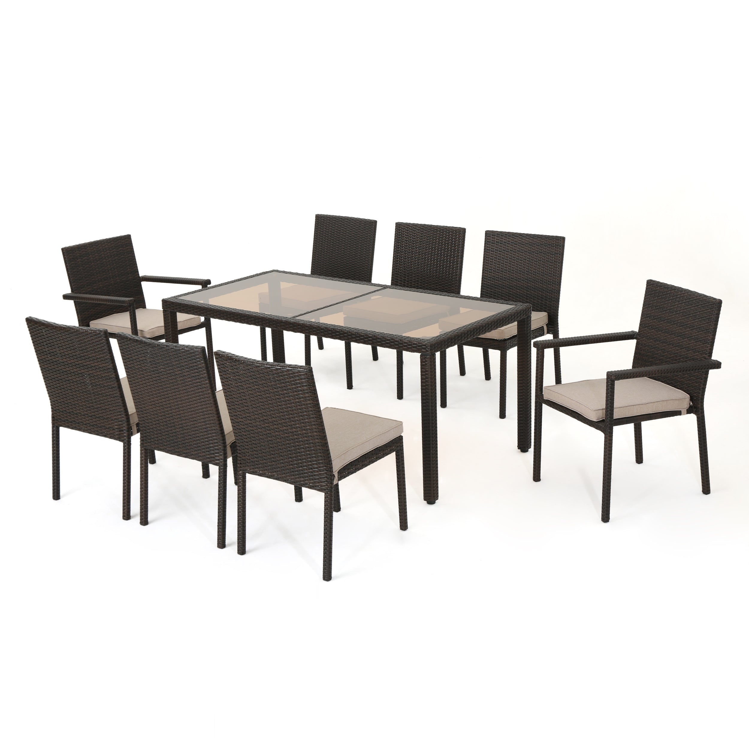 San Simeon Outdoor 9 Piece Wicker Rectangular Dining Set