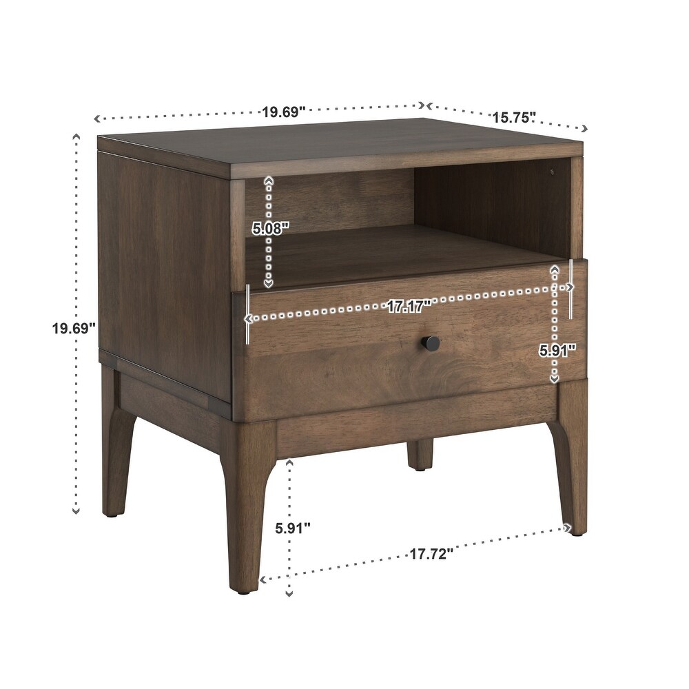 Ozan Walnut Finish 1 drawer Nightstand by iNSPIRE Q Modern