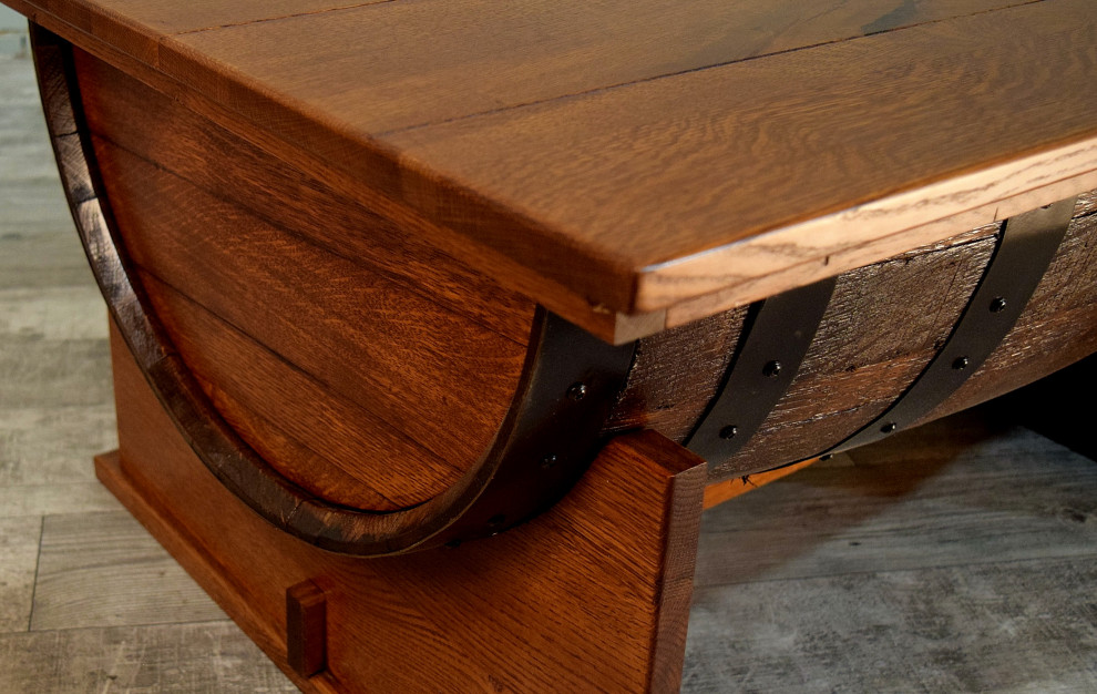 William Sheppee Shooter  x27s Half Barrel Coffee Table w/ Lift Top   Rustic   Coffee Tables   by William Sheppee  Houzz