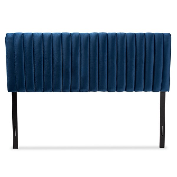 Emile Modern andContemporary Velvet Upholstered Wood Headboard-Navy Blue - - 35045352