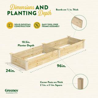 Greenes Fence 2 ft. x 8 ft. x 10.5 in. Original Pine Raised Garden Bed RCP24966T